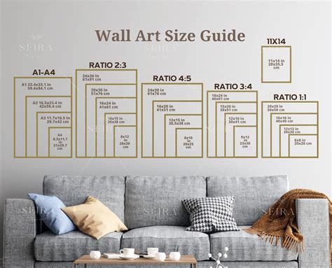 Wall Art Size Guide Standard Frame Sizes Guide Living Room Etsy Australia