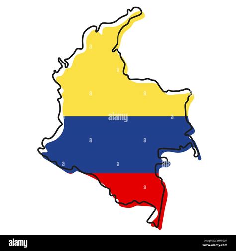 Mapa Estilizado De Colombia Con Icono De Bandera Nacional Mapa De