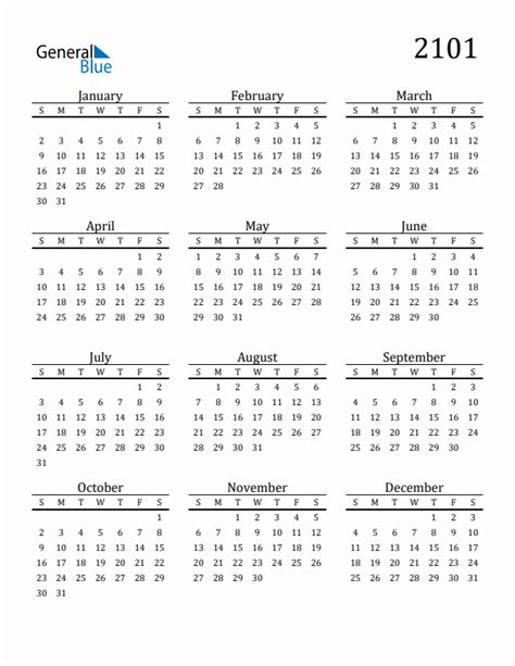 Free 2101 Calendars In Pdf Word Excel