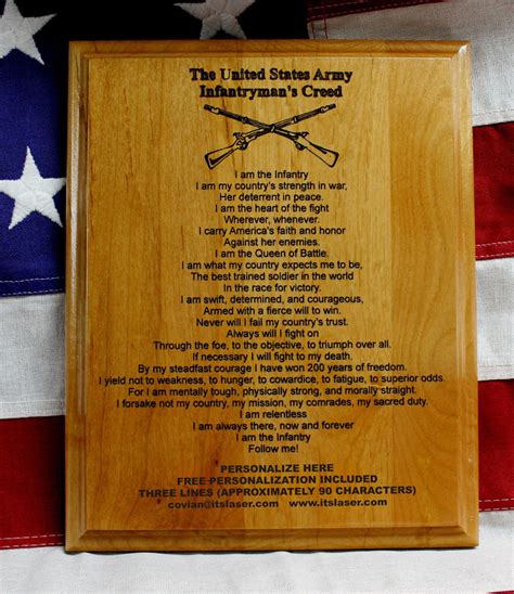 Us Army Infantrymans Creed Plaque Infantry Crossed Rifles Itslaser