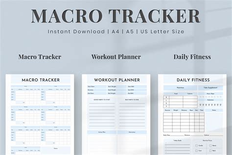 Macro Tracker Printable Planner A4 A5 By Snapybiz Thehungryjpeg