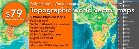 Topographic World Vector Maps Maptorian