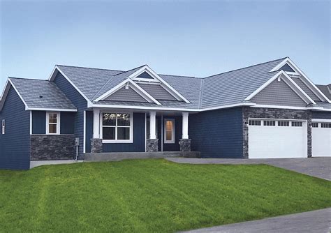 Board And Batten Classic Blue House Exterior Blue Metal Roof