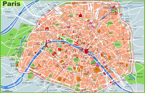 Paris Tourist Map With Sightseeings