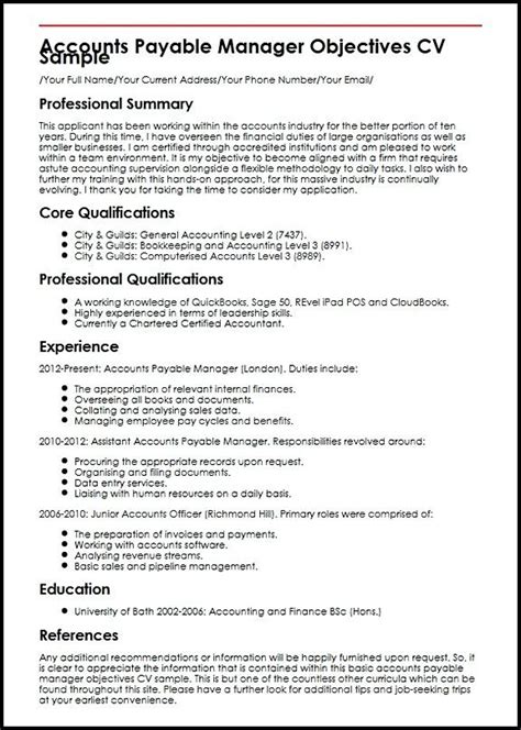 Accountant job description, free pdf sample: accounts payable manager objectives cv sample , Accounts ...