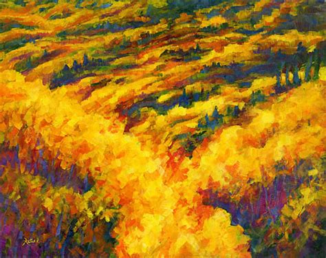 Aspen Falls Abstract Mountain Landscape Painting