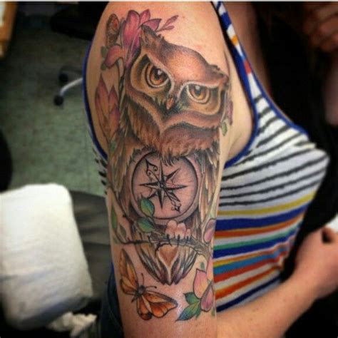 Owl Compass Portrait Tattoo Art Tattoo Compass Body Art Ink My Style Tattoos Tatuajes Tattoo