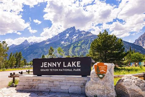 Jenny Lake Sign Of The Grand Teton National Park Stock Photo Image Of
