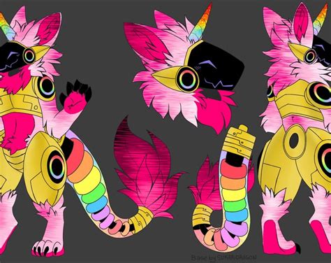 Rainbow Unicorn Gold Themed Protogen Furry Character Adopt Etsy Uk