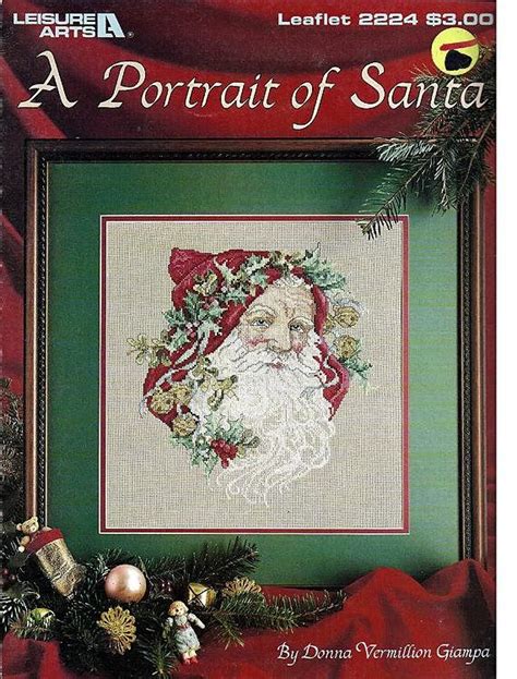 a portrait of santa in counted cross stitch pattern book etsy counted cross stitch