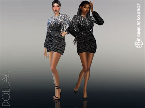 The Sims Resource Ruched Sequined Mini Dress Do601
