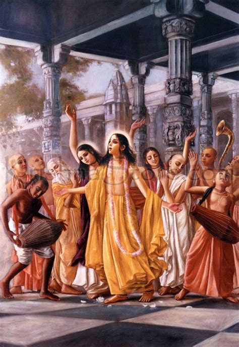 Hindu Art Lord Caitanya And The Panca Tattva Performing Sankirtan Krishna Temple Radha