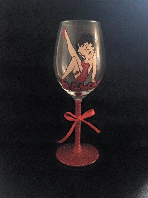 Betty Boop Hand Painted Wine Glass Etsy