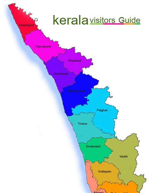 Map showing information and location about famous tourist destination in there are 14 districts in the state and thriuvananthapuram as its capital. Visitor Guid : Kerala Tourism : Restaurants : Places to Visit: Kerala State Visitors Map
