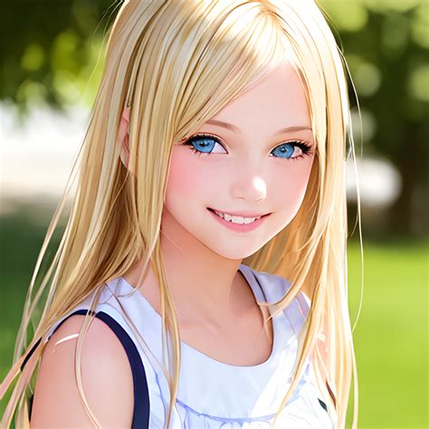 Beautiful Smile Girl Blond Flutter Hair Highly Detailed Face A Arthub Ai