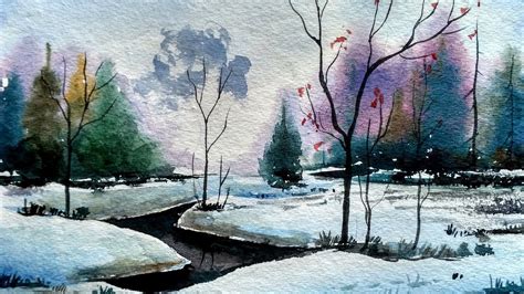How To Paint A Simple Landscape In Watercolor Paint With