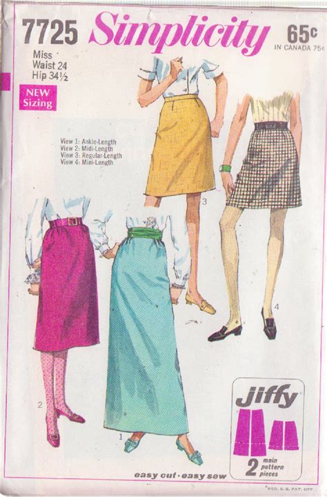 simplicity pattern 7725 misses skirts in 4 lengths size 24