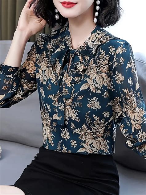 Floral Chiffon Blouse Womens Tops Womens Clothing Save More With