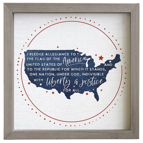 Pledge Of Allegiance Sign Wood Sign With Frame Two Sizes Usa Wall Art Patriotic Print Americana