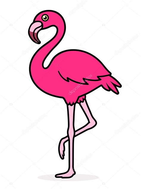 Pink Cartoon Vector Flamingo Isolated On White Stock Vector Image By ©a