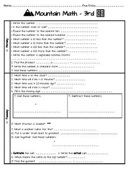 Mountain Math - 3rd Grade by mssem | Teachers Pay Teachers