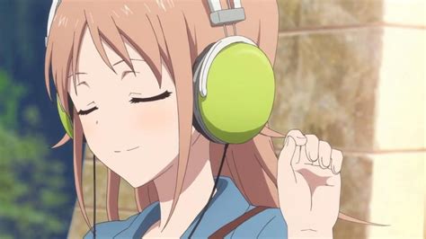Anime Girl With Short Brown Hair And Headphones