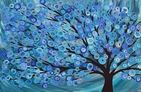 Teal And Blue Abstract Tree Painting The Art Colony