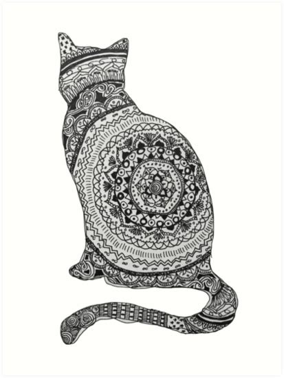 Mandala Cat Art Prints By Mariasandia Redbubble