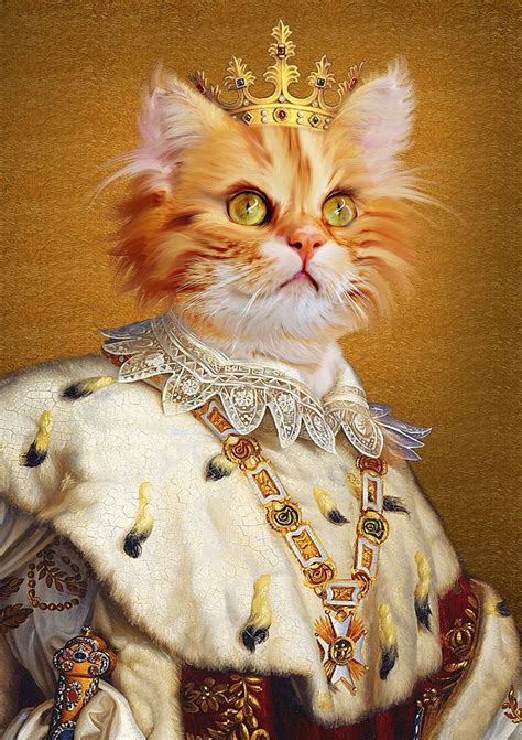 Being happy with your pet portrait isn't good enough for us; Your pet is a king,Renaissance pet portrait,royal cat ...