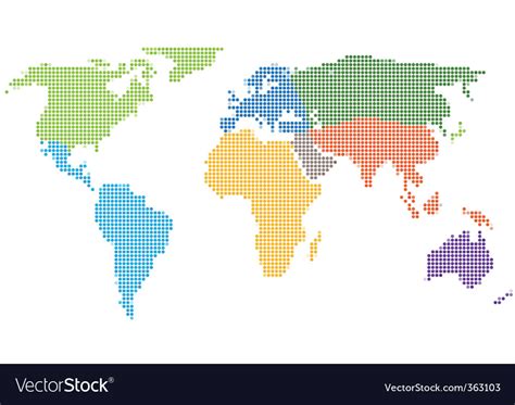 Dot Style World Map Royalty Free Vector Image Vectorstock