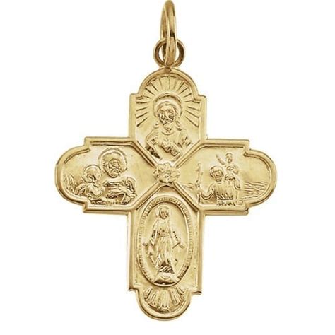 14kt yellow gold 24 4x21 5mm four way medal the catholic company