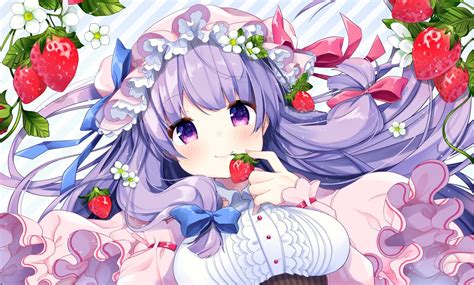 Purple Haired Female Anime Character Patchouli Knowledge Touhou