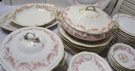 Vintage Orleans Bavaria Dinnerware Set 46 Piece White Pink Etsy