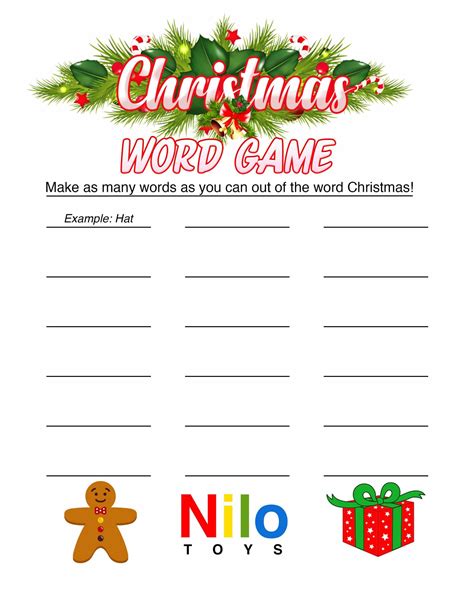 Kids Games For Christmas Free Printable Word Game Nilo Toys