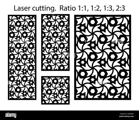 Cnc Geometric Template Set Laser Pattern Set Of Decorative Vector