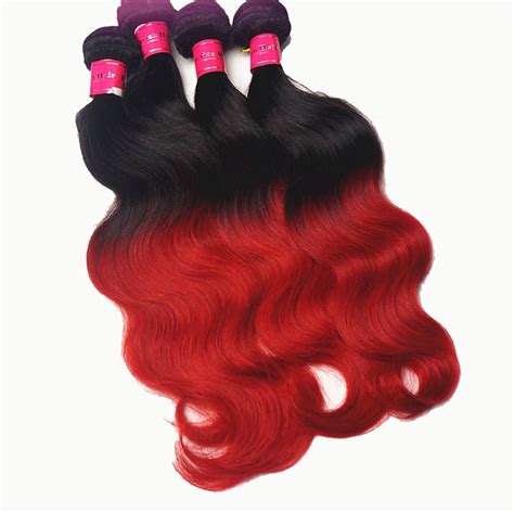 12 34 Two Tone 1b Natural Black And Red Ombre
