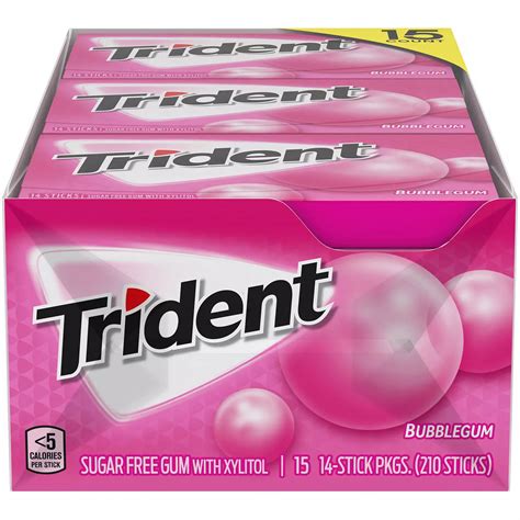 Trident Bubblegum Sugar Free Gum 14 Pieces 15 Pk Wholesale