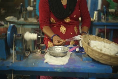 Spinning Eri Silk In The Traditional Ways Prevalent In North Eastern India