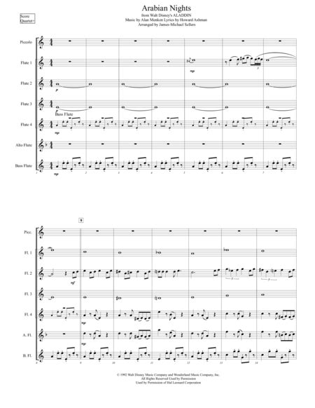 Arabian Nights For Flute Choir Music Sheet Download