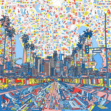 Your premier painting company serving los angeles, ca. Los Angeles Skyline Abstract 3 Painting by Bekim Art