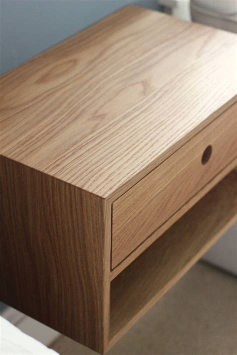 Floating Nightstand With Drawer In White Oak Modern Bedside Etsy