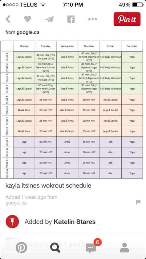 Schedule Ejercicios Para Cuerpo Completo Kayla Itsines Plan De Dieta
