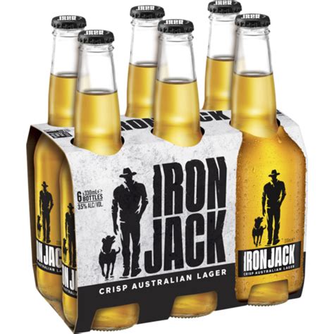 iron jack crisp australian lager stubbies 6 330ml harry brown bracken ridge