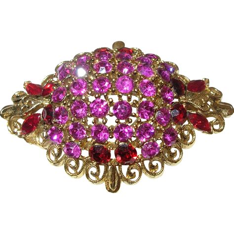 Vintage Lisner Rhinestone Brooch From Robbiaantique On Ruby Lane