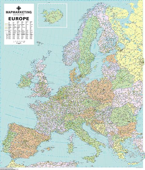 Europe Political Wall Map Of Europe Laminated Office