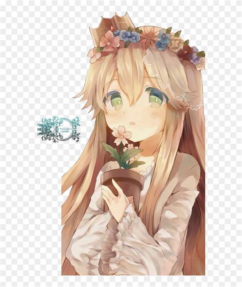 Flower Crown Girl Render By Pui Anime Girl With Flower