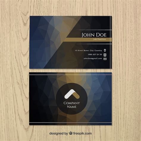 Free Vector Dark Business Card In Polygonal Style