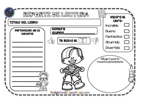 Reporte De Lectura Preescolar ️ Disponible Para Imprimir