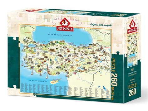 Här överblickar du hela turkiet. Art Puzzle Pussel - Karta över Turkiet 260 bitar ...