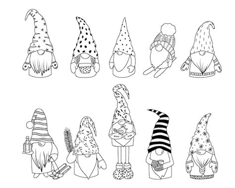 Conjunto De Gnomos Forestales Escandinavos Vectoriales Gnomos De Invierno De Navidad Clipart